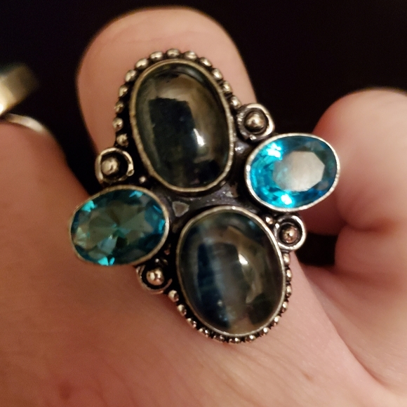 New Kyanite & Blue Topaz 925 Silver Ring. - Picture 4 of 12
